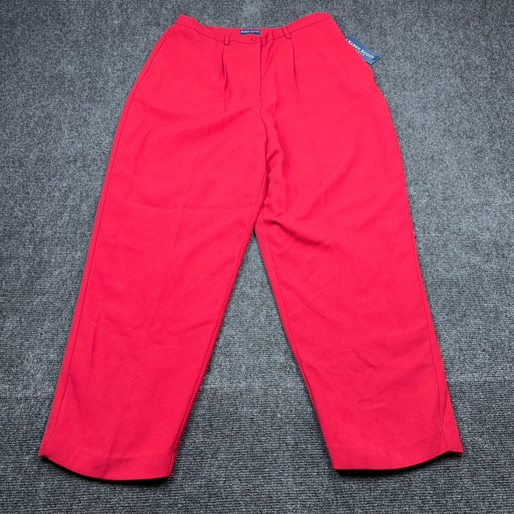 Karen Scott Woman Red Pleated Straight Leg Dress Pants 18W High Rise Workwear